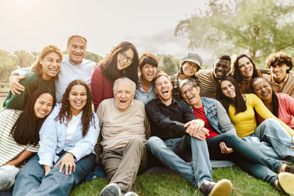 Group of diverse people sitting together