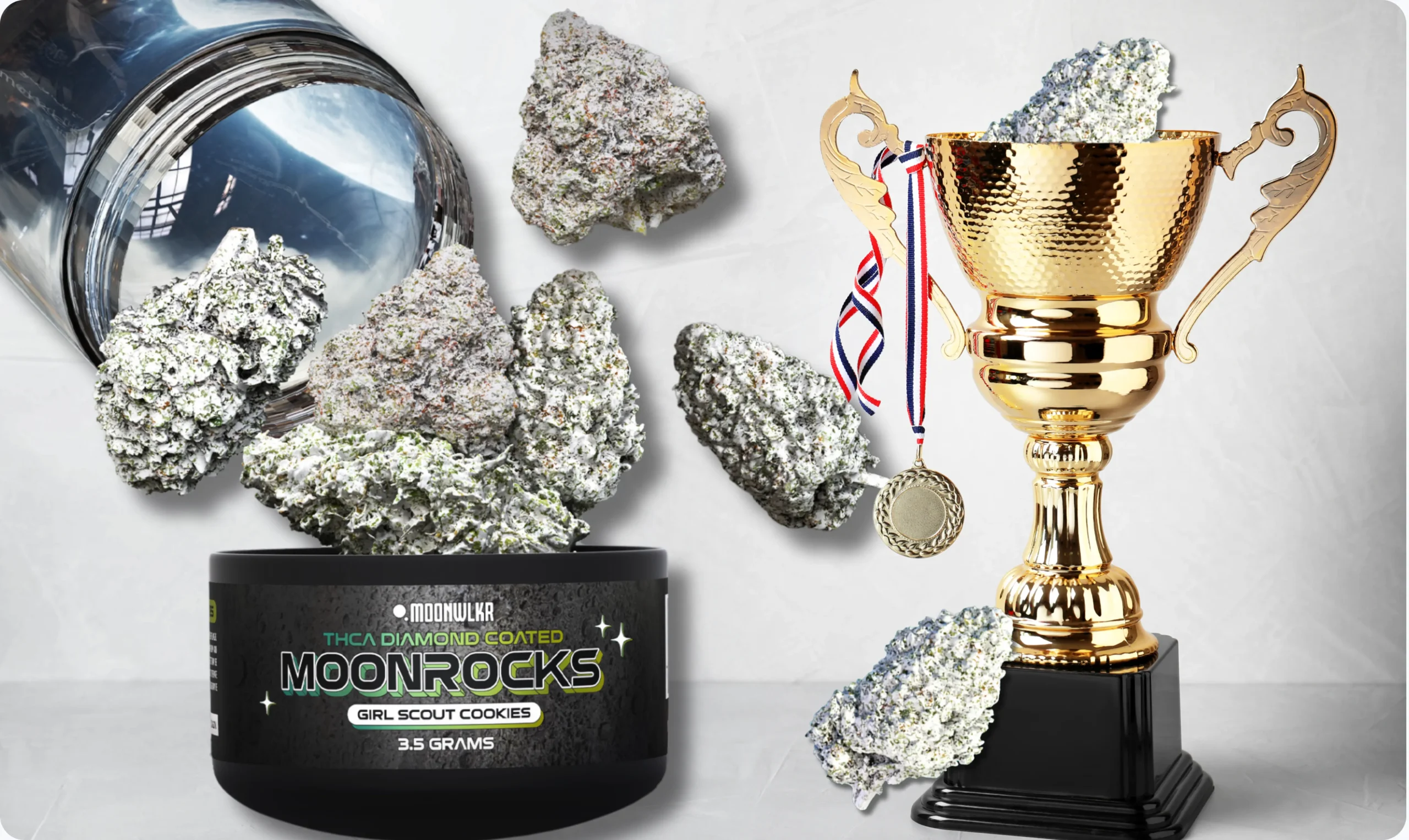 Girl Scout Cookies Moonrocks nugs in a trophy