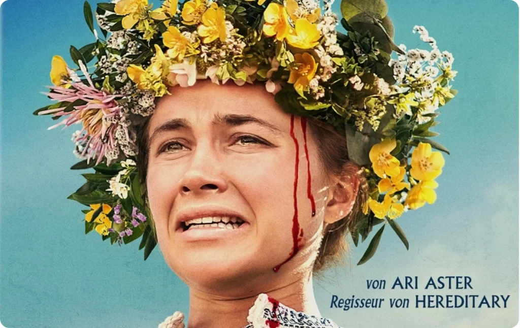 Dani from the horror movie Midsommar wearing flowers on her head